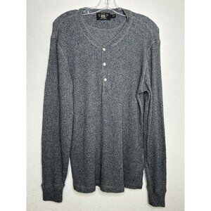 RRL Double RL Ralph Lauren Shirt Mens Large Gray Henley Ribbed Thermal Stretch